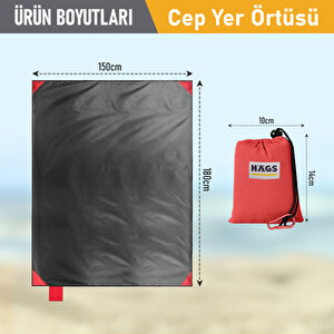 Haegs Cep Yer Örtüsü, Piknik Örtüsü Kamp Matı, Plaj Yer Örtüsü, Su Geçirmez, Kum Tutmaz, Hızlı Kurur, Hafif, Katlanabilir İnce Zemin Örtüsü Outdoor Açık Hava Kamp Yürüyüş Seyahat Için - El Askılı - 180-150cm - Kırmızı