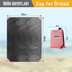 Haegs Cep Yer Örtüsü, Piknik Örtüsü Kamp Matı, Plaj Yer Örtüsü, Su Geçirmez, Kum Tutmaz, Hızlı Kurur, Hafif, Katlanabilir İnce Zemin Örtüsü Outdoor Açık Hava Kamp Yürüyüş Seyahat Için - El Askılı - 180-150cm - Pembe