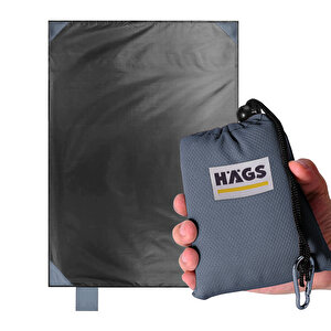Haegs Cep Yer Örtüsü, Piknik Örtüsü Kamp Matı, Plaj Yer Örtüsü, Su Geçirmez, Kum Tutmaz, Hızlı Kurur, Hafif, Katlanabilir İnce Zemin Örtüsü Outdoor Açık Hava Kamp Yürüyüş Seyahat Için - El Askılı - 180-150cm - Gri
