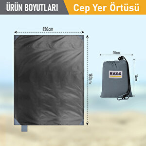 Haegs Cep Yer Örtüsü, Piknik Örtüsü Kamp Matı, Plaj Yer Örtüsü, Su Geçirmez, Kum Tutmaz, Hızlı Kurur, Hafif, Katlanabilir İnce Zemin Örtüsü Outdoor Açık Hava Kamp Yürüyüş Seyahat Için - El Askılı - 180-150cm - Gri