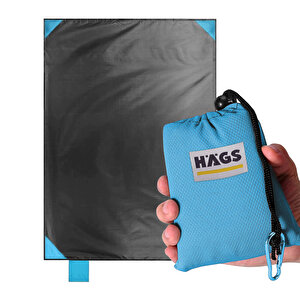 Haegs Cep Yer Örtüsü, Piknik Örtüsü Kamp Matı, Plaj Yer Örtüsü, Su Geçirmez, Kum Tutmaz, Hızlı Kurur, Hafif, Katlanabilir İnce Zemin Örtüsü Outdoor Açık Hava Kamp Yürüyüş Seyahat Için - El Askılı - 180-150cm - Mavi