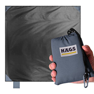 Haegs Cep Yer Örtüsü, Piknik Örtüsü Kamp Matı, Plaj Yer Örtüsü, Su Geçirmez, Kum Tutmaz, Hızlı Kurur, Hafif, Katlanabilir İnce Zemin Örtüsü Outdoor Açık Hava Kamp Yürüyüş Seyahat Için - El Askılı 150-150cm - Gri