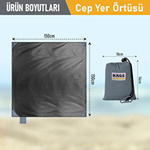 Haegs Cep Yer Örtüsü, Piknik Örtüsü Kamp Matı, Plaj Yer Örtüsü, Su Geçirmez, Kum Tutmaz, Hızlı Kurur, Hafif, Katlanabilir İnce Zemin Örtüsü Outdoor Açık Hava Kamp Yürüyüş Seyahat Için - El Askılı 150-150cm - Gri