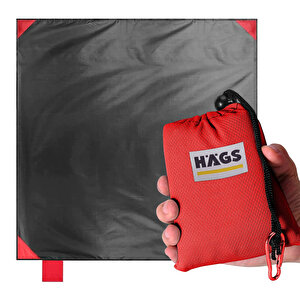 Haegs Cep Yer Örtüsü, Piknik Örtüsü Kamp Matı, Plaj Yer Örtüsü, Su Geçirmez, Kum Tutmaz, Hızlı Kurur, Hafif, Katlanabilir İnce Zemin Örtüsü Outdoor Açık Hava Kamp Yürüyüş Seyahat Için - El Askılı - 150-150cm - Kırmızı