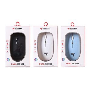 Torima Tm-12 Ergonomik Rgb Işıklı Kablosuz Beyaz Optik Mouse