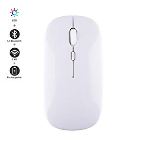 Torima Tm-12 Ergonomik Rgb Işıklı Kablosuz Beyaz Optik Mouse