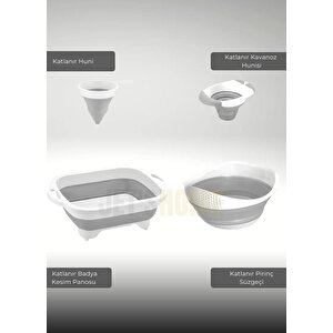 10'lu Banyo-mutfak Seti Katlanır Sele- Badya- Kova- Maşrapa- Pirinç Süzgeci- Kesim Panosu Bpa Free