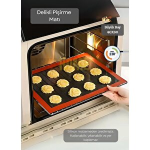 Delikli Pişirme Matı Çift Taraflı Fırın Matı Silikon Hamur Matı Yapışmaz Büyük Boy 40x60 Cm