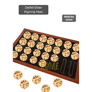 Delikli Ekler Pişirme Matı Çift Taraflı Fırın Matı Silikon Hamur Matı Yapışmaz Büyük Boy 40x60 Cm