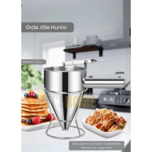 Gıda Jöle Hunisi Paslanmaz Hamur Dağıtıcı Standlı  Krep Ve Tatlı Porsiyonlayıcı Çelik 1.2 Lt.