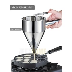 Gıda Jöle Hunisi Paslanmaz Hamur Dağıtıcı Standlı  Krep Ve Tatlı Porsiyonlayıcı Çelik 1.2 Lt.