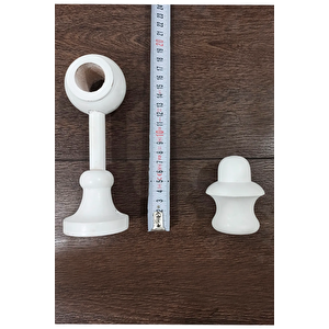 Beyaz Ahşap Rustik Perde Askısı