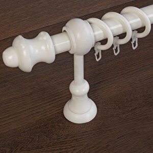 Beyaz Ahşap Rustik Perde Askısı 230 cm