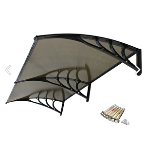 Kapı Üstü Pratik Sundurma 240 Cm X 80 Cm Siyah Ayak -bronz Levha