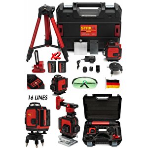 X2 Akülü Uzaktan Kumandalı Hassas 16 Köşe Yeşil Çizgi Lazer Hizalama Red926 Tripot Çantalı Set