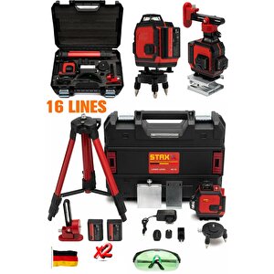 X2 Akülü Uzaktan Kumandalı Hassas 16 Köşe Yeşil Çizgi Lazer Hizalama Red926 Tripot Çantalı Set