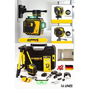 Çok Fonksiyonlu Otomatik Hizalamalı Kumandalı 16 Köşe Yeşil Çizgi Lazer Hizalama Makinesi Tripot Set