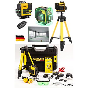 Çok Fonksiyonlu Otomatik Hizalamalı Kumandalı 16 Köşe Yeşil Çizgi Lazer Hizalama Makinesi Tripot Set