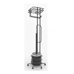 Tekno Tel Mg-096 Ayaklı Yedekli Wc Kağıtlık + Klozet Fırçalık Siyah