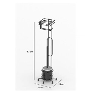 Tekno Tel Mg-096 Ayaklı Yedekli Wc Kağıtlık + Klozet Fırçalık Siyah