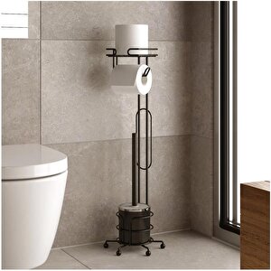 Tekno Tel Mg-096 Ayaklı Yedekli Wc Kağıtlık + Klozet Fırçalık Siyah