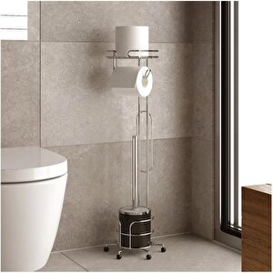 Tekno Tel Mg-096 Ayaklı Yedekli Wc Kağıtlık + Klozet Fırçalık Krom