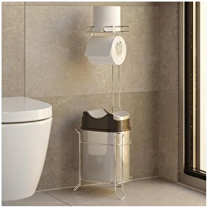 Tekno Tel Mg-098 Ayaklı Yedekli Wc Kağıtlık + Çöp Kovası Krom