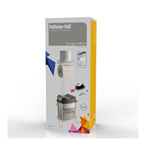 Tekno Tel Mg-098 Ayaklı Yedekli Wc Kağıtlık + Çöp Kovası Krom