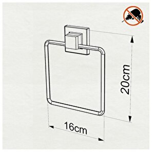 Tekno Tel Ef-234 Yapışkanlı Banyo Kare Havluluk Siyah