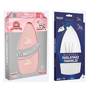 Gazella Ütü Altlığı +  Ütü Masası Kılıfı Bezi 50 X 135 Cm Pudra Set