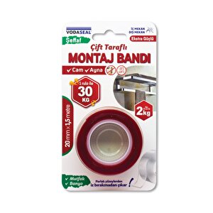Ekstra Güçlü Çift Taraflı Montaj Bantı Şeffaf 20 Mm X 1,5 Mt