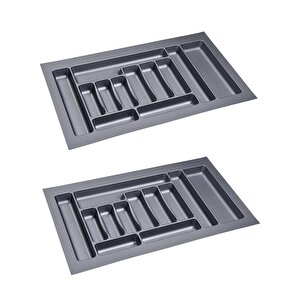 2 Adet Çekmece İçi Kaşıklık 85 X 49 Cm Gri Mutfak Çekmece Düzenleyici