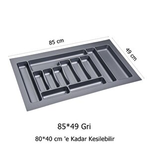 2 Adet Çekmece İçi Kaşıklık 85 X 49 Cm Gri Mutfak Çekmece Düzenleyici