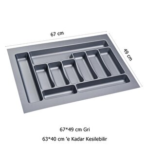 2 Adet Çekmece İçi Kaşıklık 67 X 49 Cm Gri Mutfak Çekmece Düzenleyici