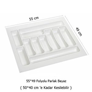2 Adet Çekmece İçi Kaşıklık 55 X 49 Cm Beyaz  Mutfak Çekmece Düzenleyici