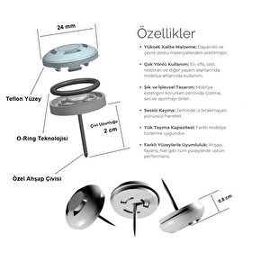 24 Adet Silentplug Sessiz Tapa Masa Sandalye Çivili Polygrid Krem