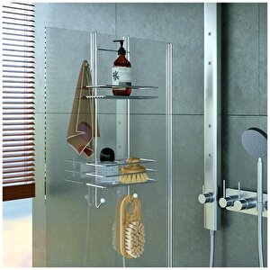 Tekno Tel Lm-065 Asmalı 2 Katlı Düz Banyo Duşakabin Rafı Krom