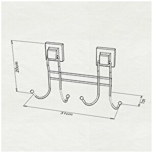 Tekno Tel Ef-252 Yapışkanlı Banyo 4 Lü Askı Bornozluk Krom
