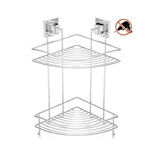 Tekno Tel Ef-253 Yapışkanlı 2 Katlı Köşelik Banyo Rafı Krom