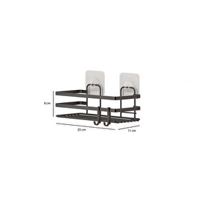 Tekno Tel St-281 Yapışkanlı Kancalı 2 Adet Düz Banyo Rafı Siyah