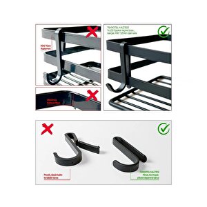 Tekno Tel St-281 Yapışkanlı Kancalı 2 Adet Düz Banyo Rafı Siyah