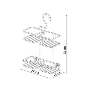 Tekno Tel Bk-067 Asmalı 2 Katlı Düz Banyo Duş Rafı Siyah