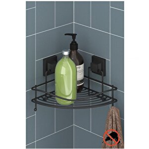 Tekno Tel Ef-250 Yapışkanlı Tek Katlı Köşelik Banyo Rafı Siyah