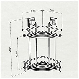 Tekno Tel Ef-253 Yapışkanlı 2 Katlı Köşelik Banyo Rafı Siyah