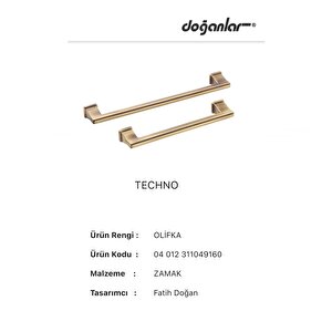Doğanlar Techno 320 Mm Mobilya Kulp Olifka ( Antik Sarı )