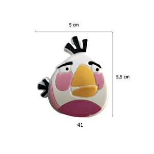 5 Adet Çocuk Odası Mobilya Kulp Dolap Düğme Angry Bird Beyaz