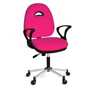 Kozmo Yönetici Çalışma Koltuğu Metalik Gri Boyalı Ayak Pembe