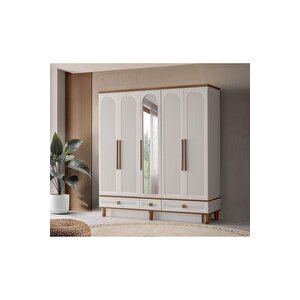 Ücretsiz Montaj-%100 Mdf-aytaşı-bohem Mahlas 5 Kapaklı Aynalı Gardırop