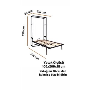 Akıllı Mobilya Metal Kasa Dikey Açılır Tek Kişilik Duvar Yatağı