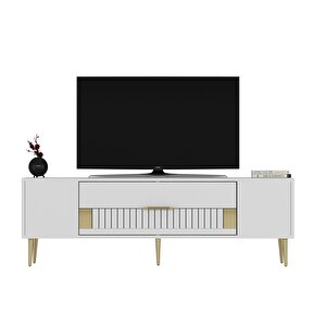 Dekolp4dd Tv Sehpasi BEYAZ ALTIN Antik Beyaz